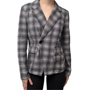 Anthropologie Maeve Blazer Jacket Plaid Button Up Academia Work Gray Size Small